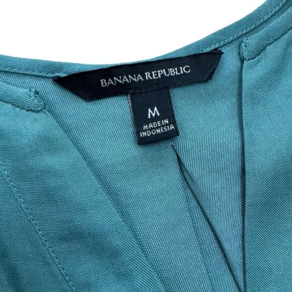 Banana Republic Blue/Teal Cap Sleeve Blouse with Mandarin Collar size M - Picture 3 of 6